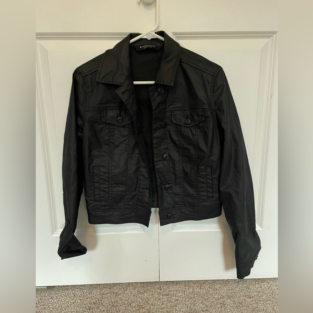Celebrity Pink Women's Size Medium Black Leather Cropped Jacket